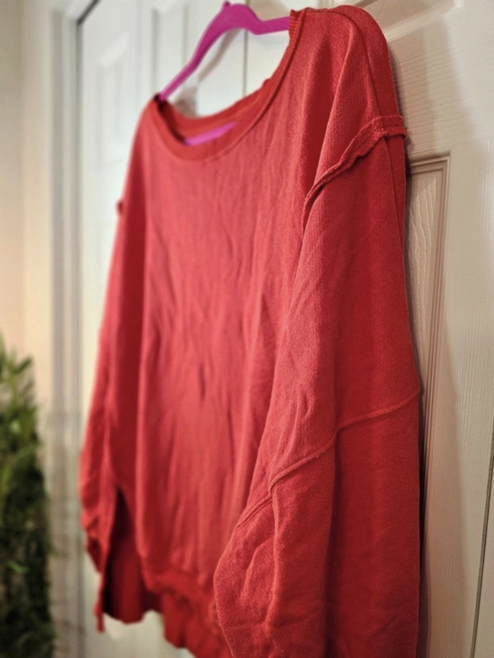 NWT Free People We The Free Camden Oversized Pullover Sweatshirt Flame Red XS - Picture 7 of 7